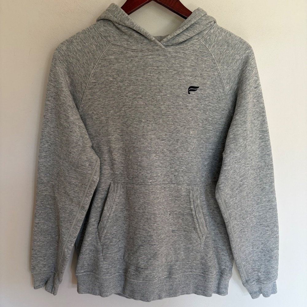 Fabletics Women's Heather Gray Raglan Sleeve Pullover Hoodie Sweatshirt Size XL